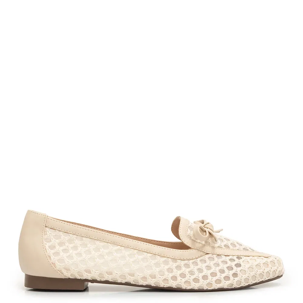 Mocassim Off White Tela Laço Tramado — imagem 1