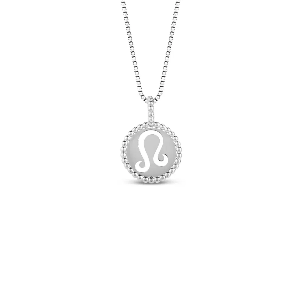 Pingente Signo Leão em Ouro Branco 18k, 15mm — imagem 1