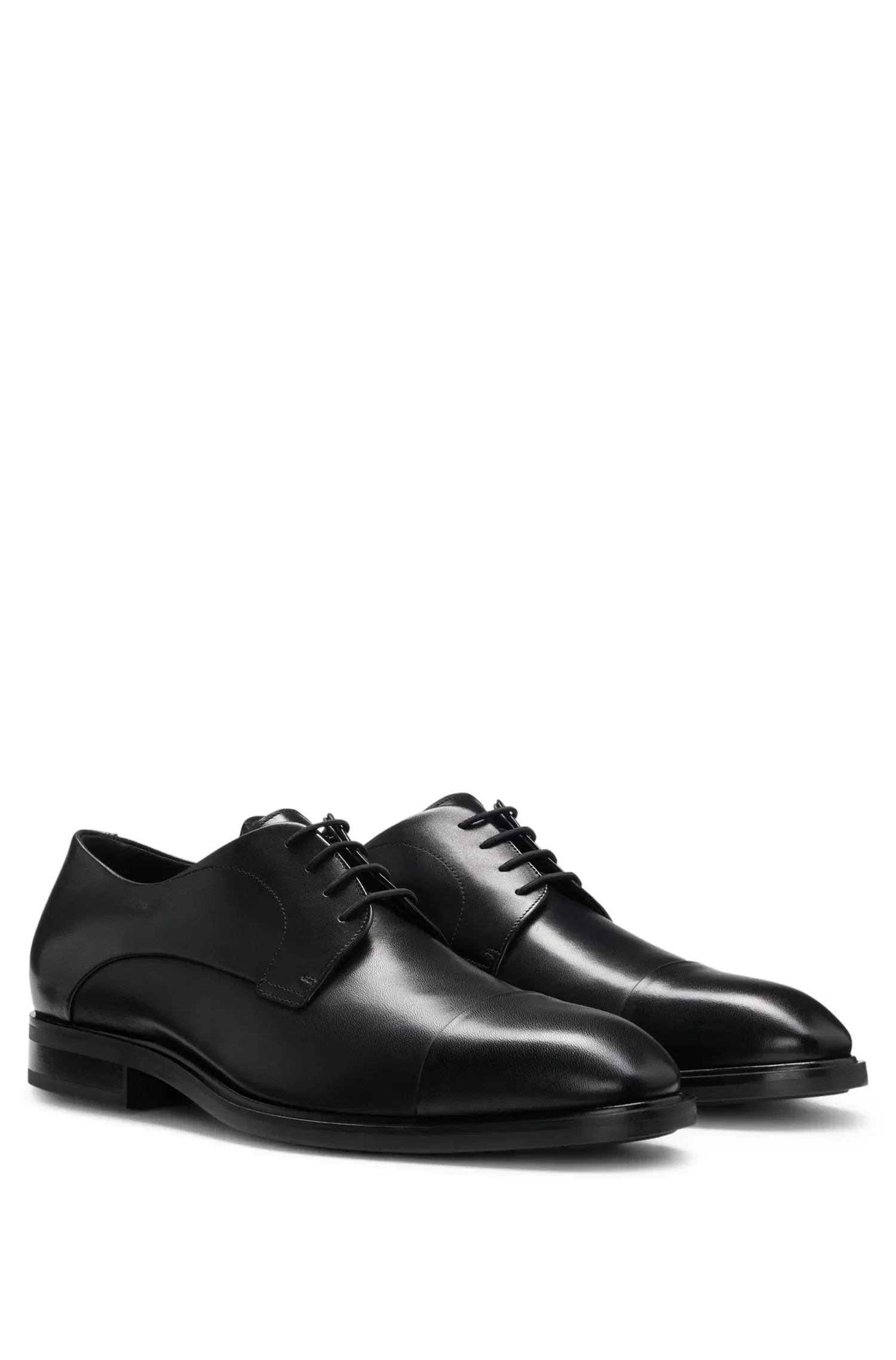 Sapatos Derby De Couro Com Bico Reforçado
