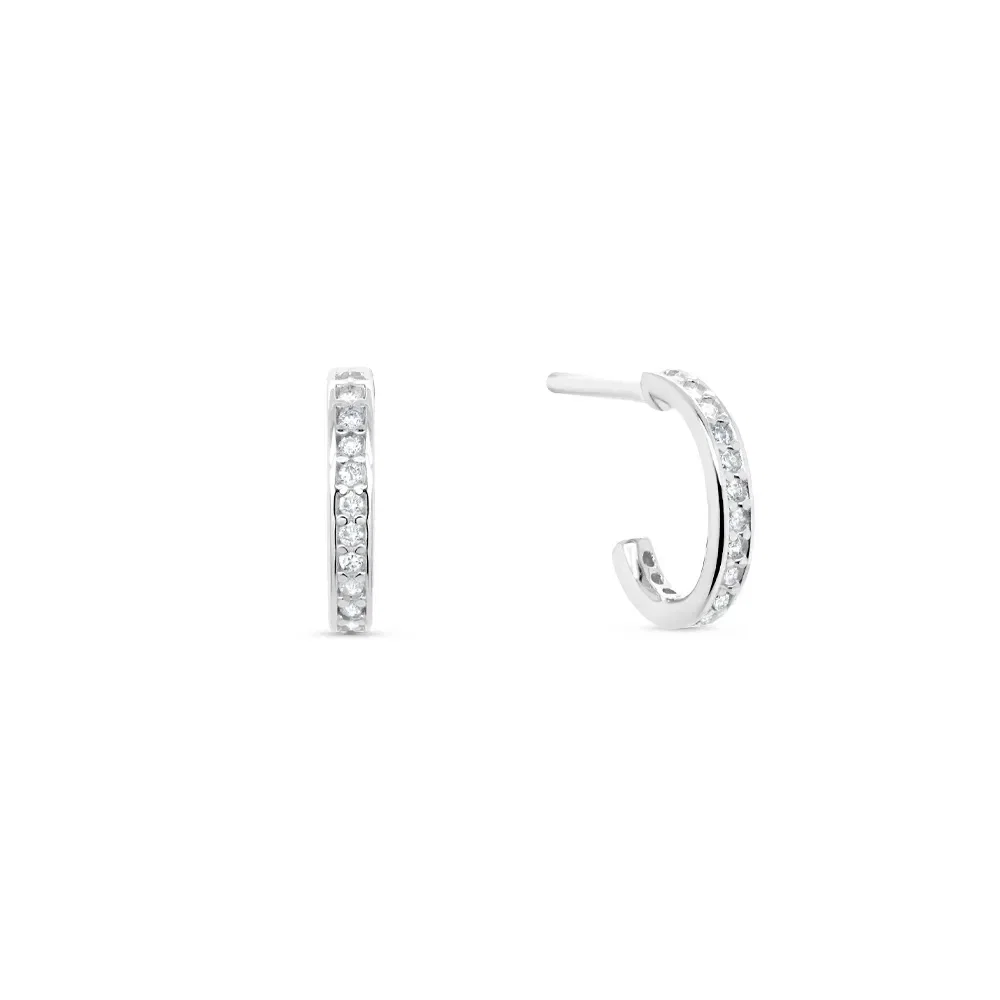 Argola em Ouro Branco 18k com Diamantes 0,15ct, 15mm — imagem 1
