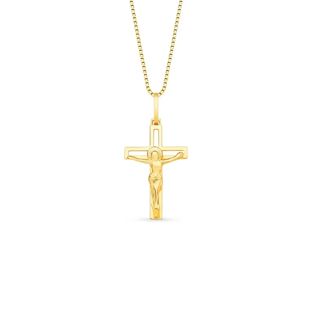 Pingente Cruz Jesus Cristo em Ouro Amarelo 18k, 26.5mm