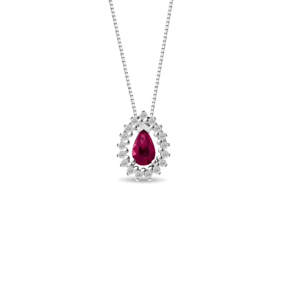 Pingente Classic Oriental em Ouro Branco 18k com Rubi e Diamantes, 10mm — imagem 1