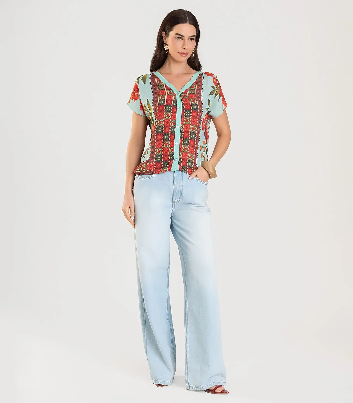 Blusa Feminina Estampada Infinita Cor Azul