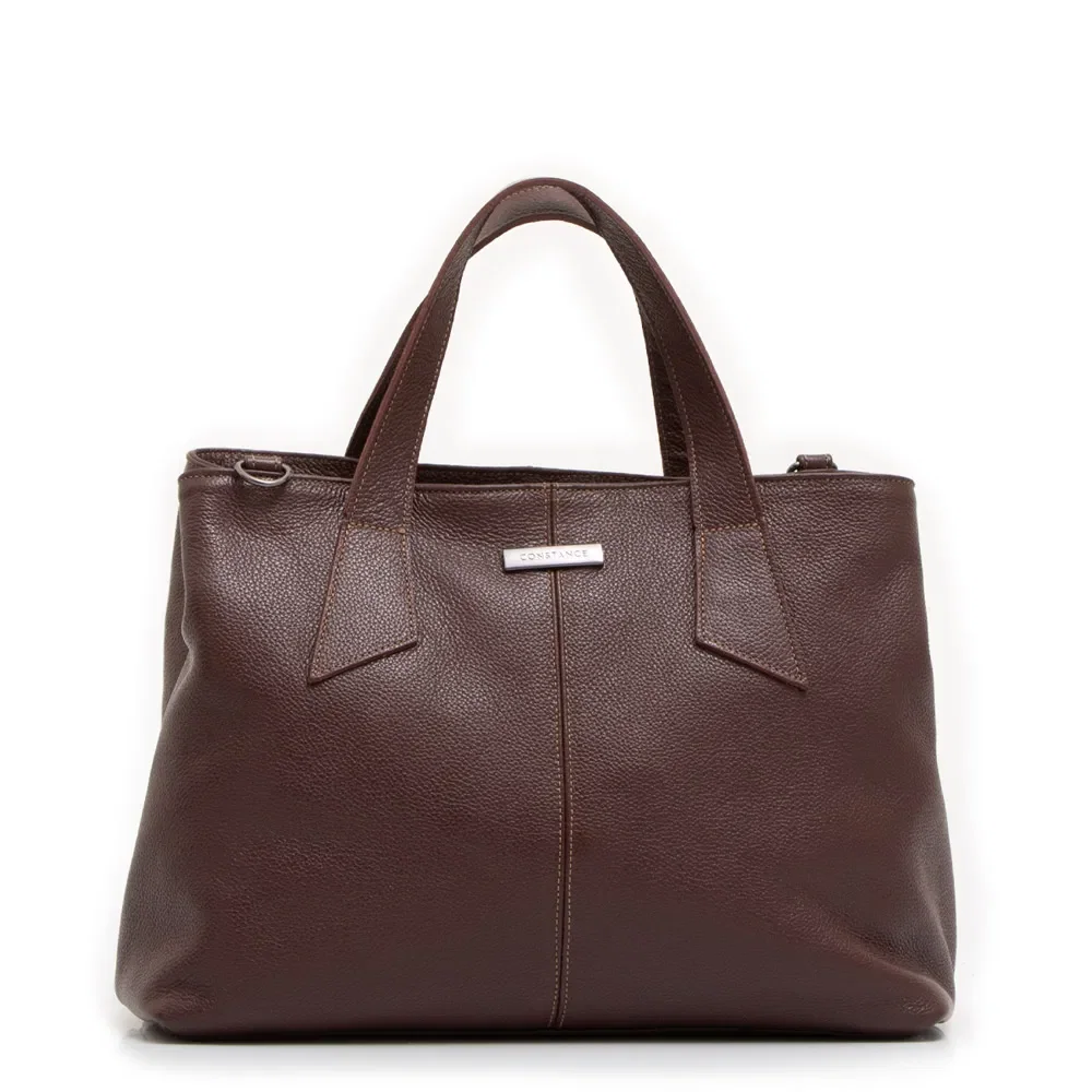 Bolsa Tote Vinho Couro Alça Geométrica