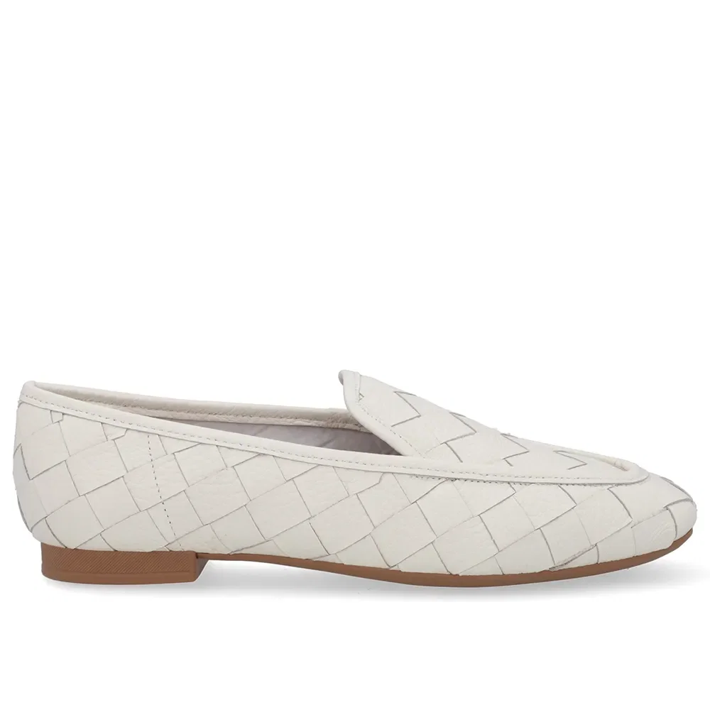 Loafer Couro Branco Marfim Trançado