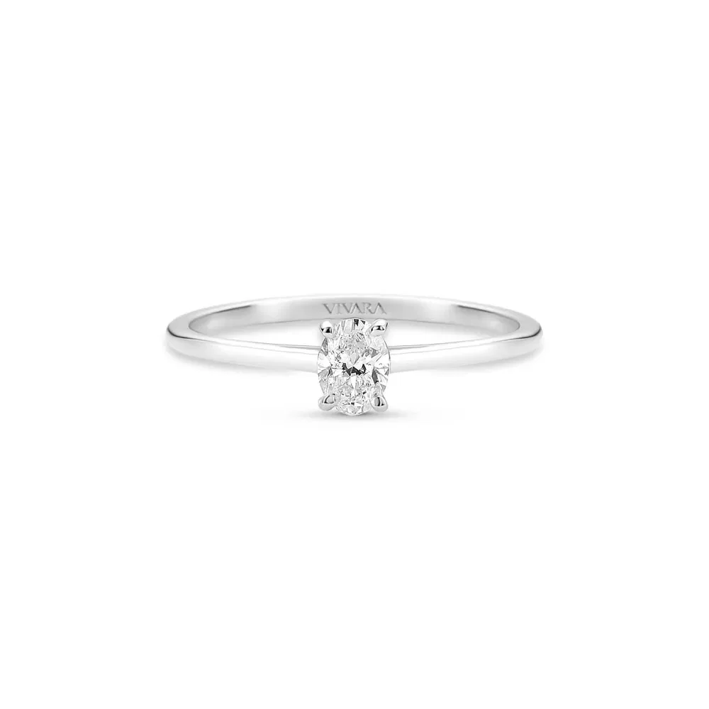 Anel Solitário em Ouro Branco 18k com 0,30ct de Diamante — imagem 1
