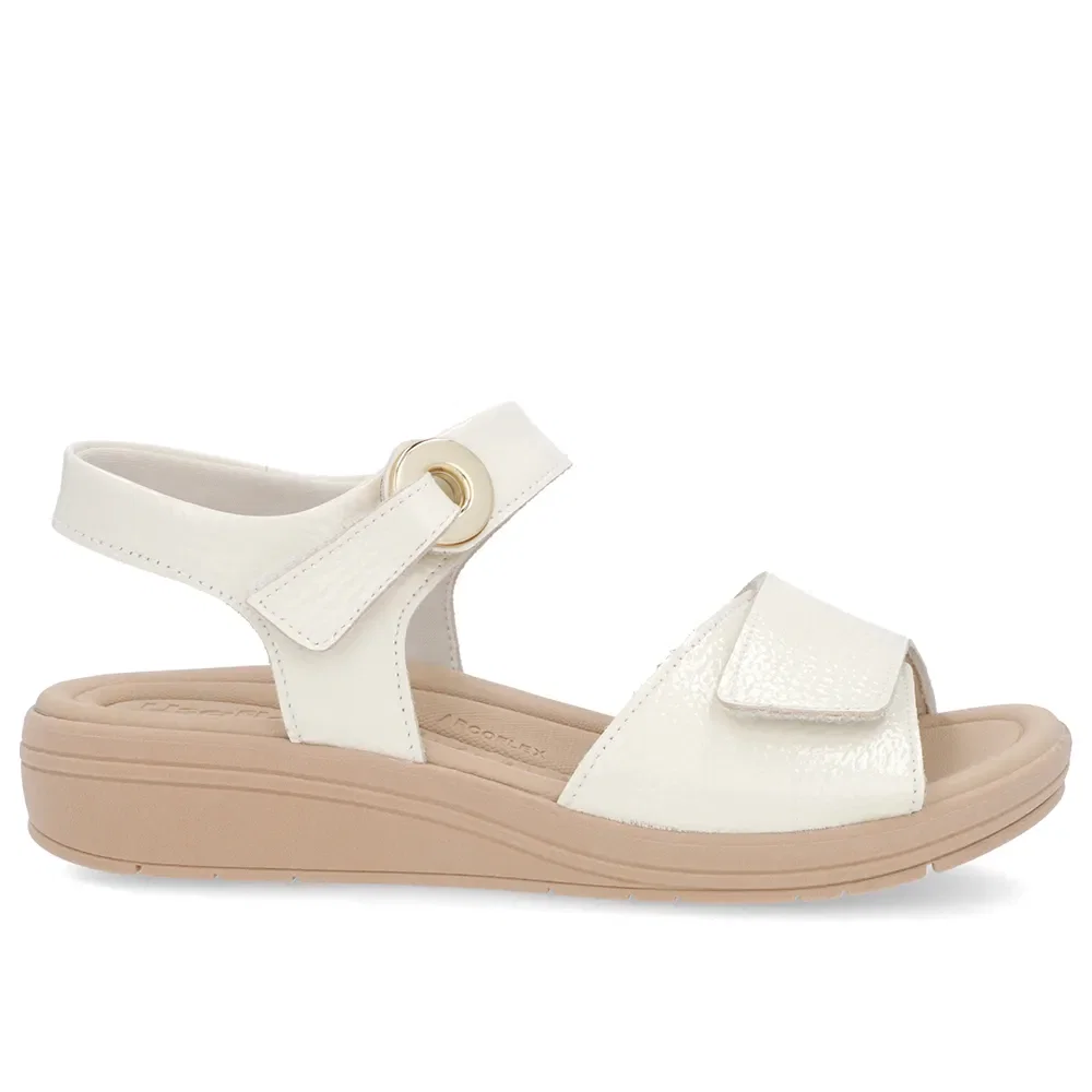 Sandália Salto Anabela Off-White Ajuste Fecho-Flex — imagem 1