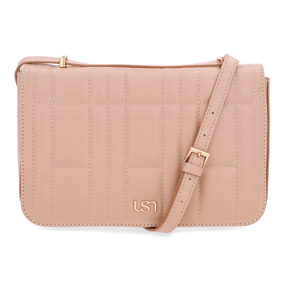 Bolsa Baguete Couro Bege Matelassê