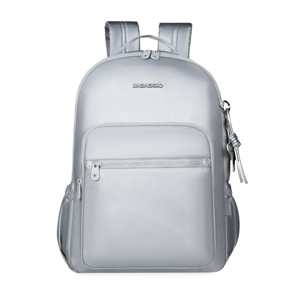 Mochila Escolar Feminina Juvenil Perolada Prata