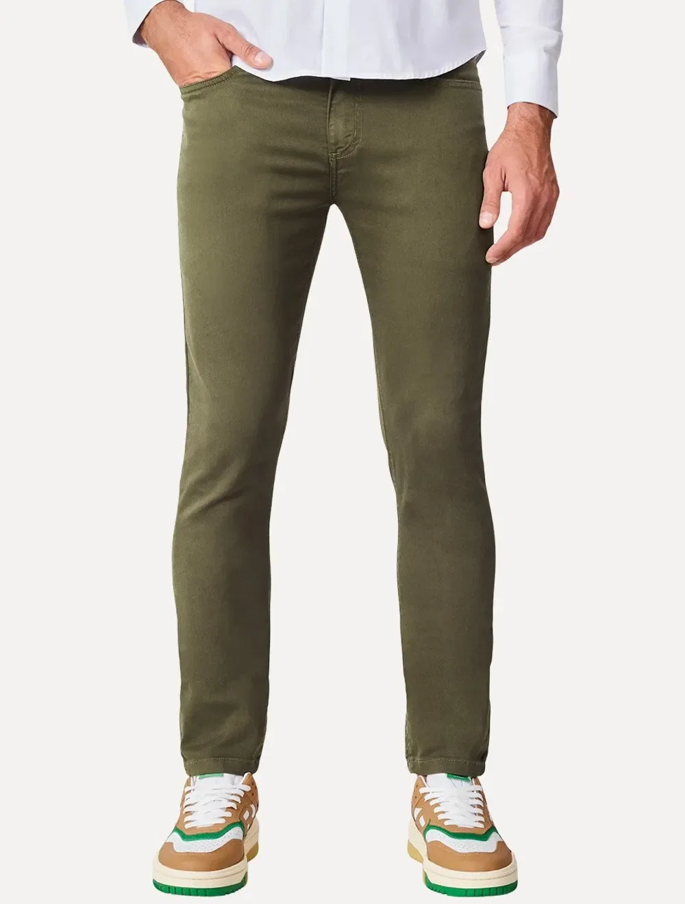 Calça Reserva Jeans Masculina Skinny Color Five Pockets Verde Militar