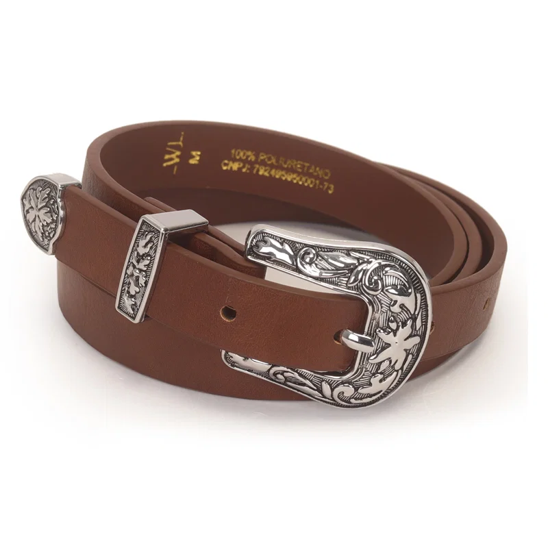 Cinto Feminino Country Com Passante E Ponteira De Metal 1,8cm