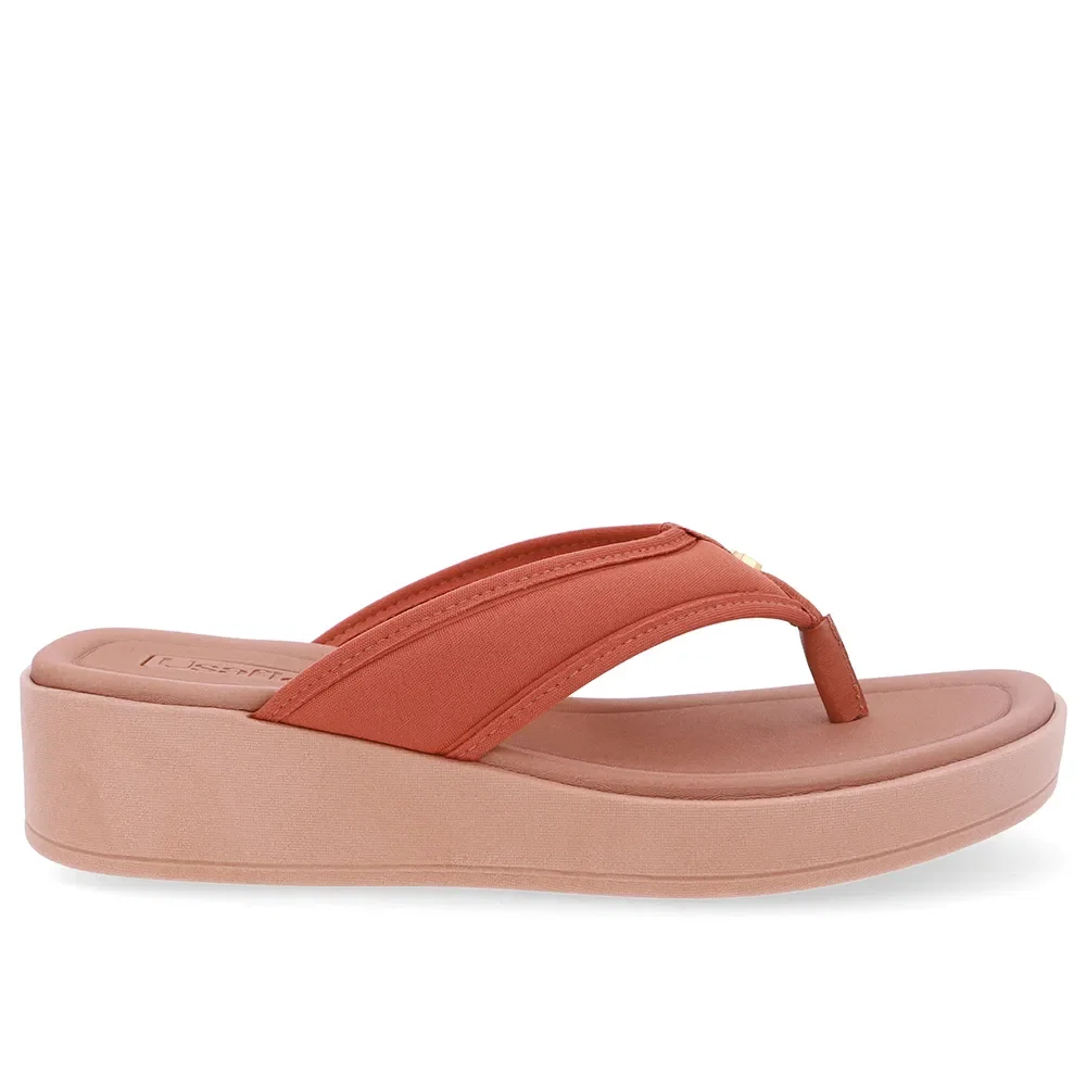 Chinelo Salto Plataforma Tecido Marrom — imagem 1