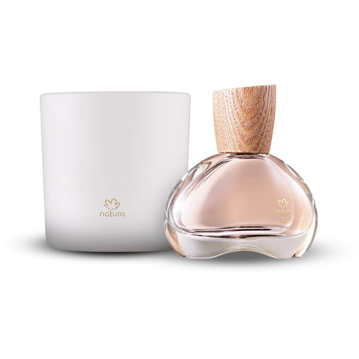 Kit Eau de Parfum Natura 740 Sândalo Breu Branco e Vela Perfumada 774 Rosa Capitiú (2 produtos)