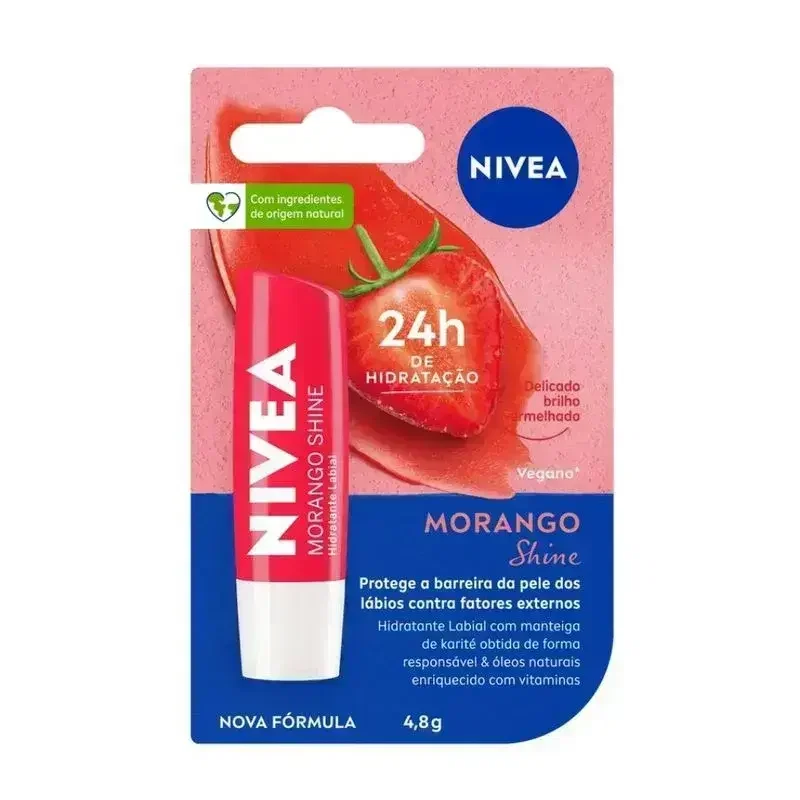 Hidratante Labial Nivea Morango Shine 4,8g