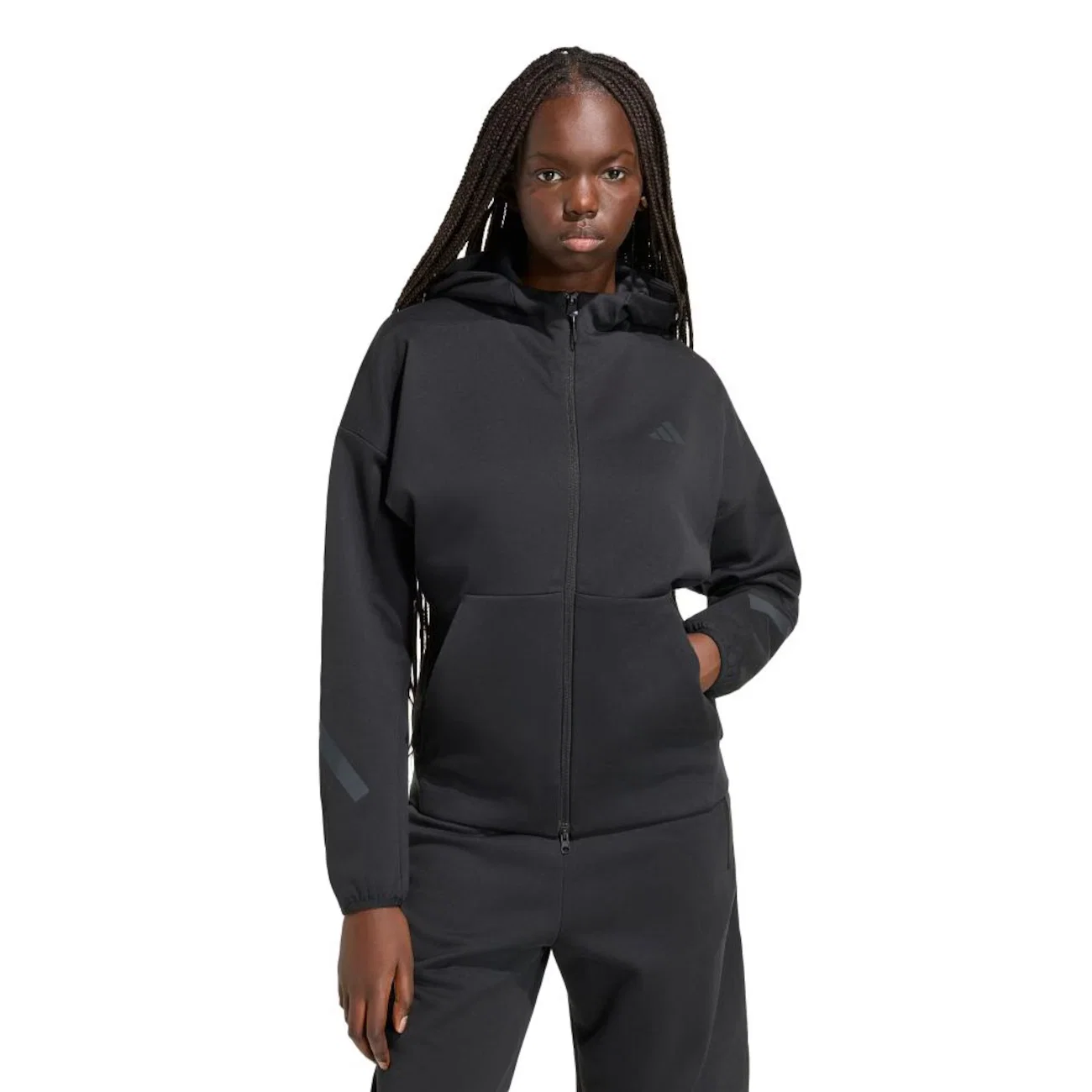 Blusão de Moletom Capuz Zíper Adidas Z.N.E. Adidas Feminino