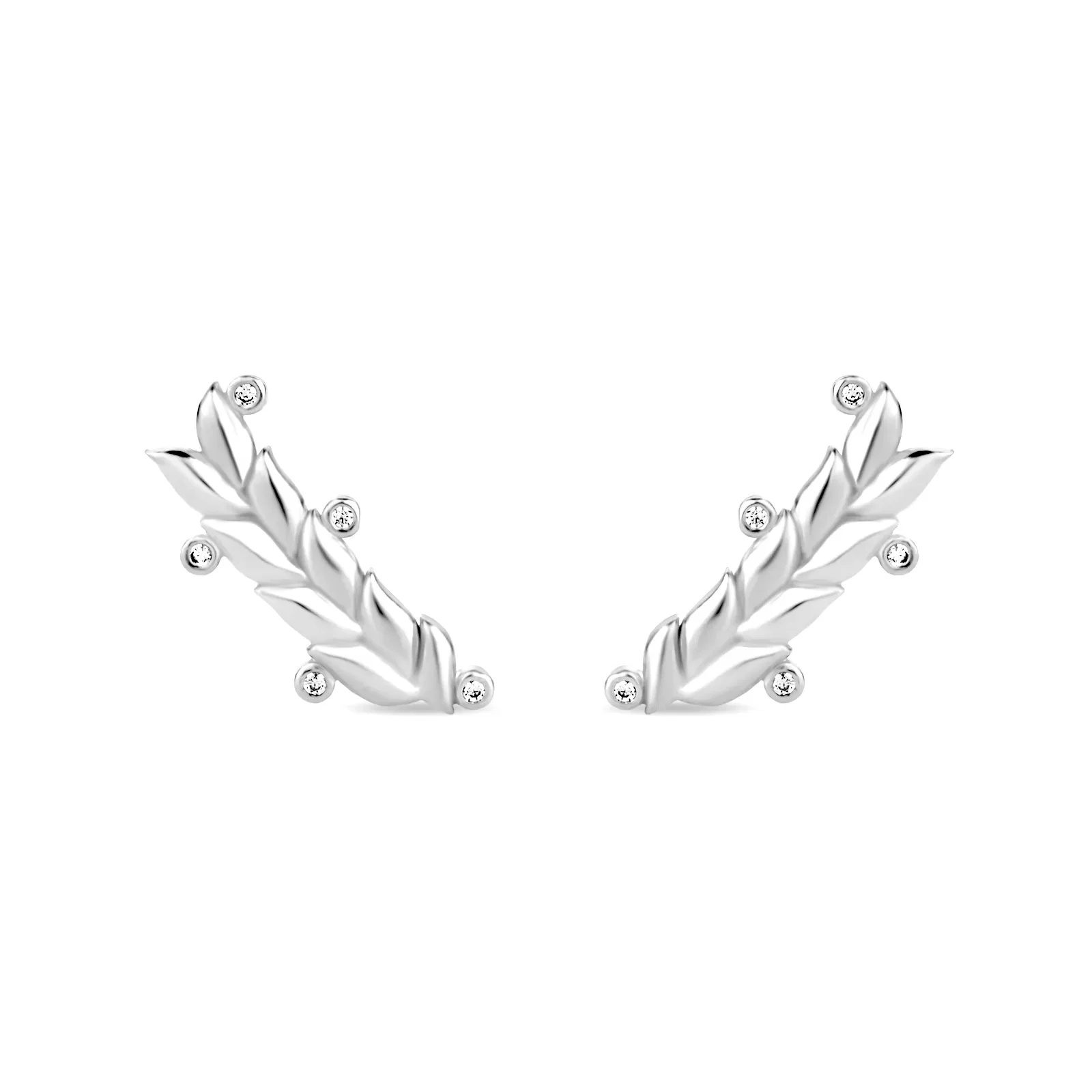 Brinco Life Ear Cuff Folhas em Prata 925 e Pedras Incolores — imagem 1