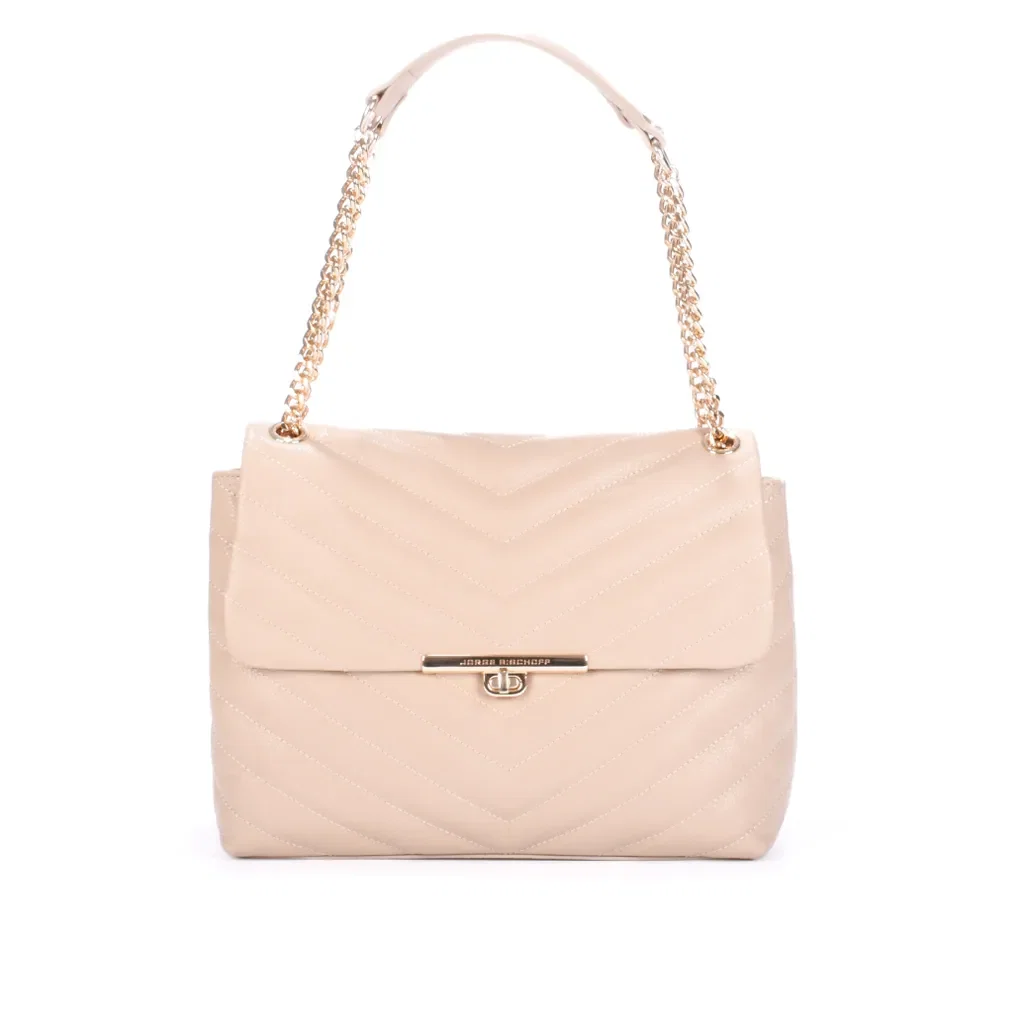 Bolsa De Ombro Mercedes Nude Sand Matelassê Couro