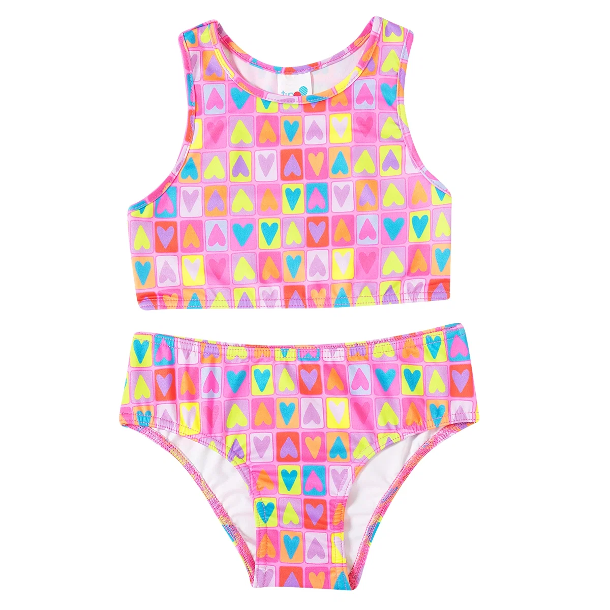 Biquíni Praia Juvenil Coraçãozinho Colorido Lycra Proteção Uv 50+ Tip Top