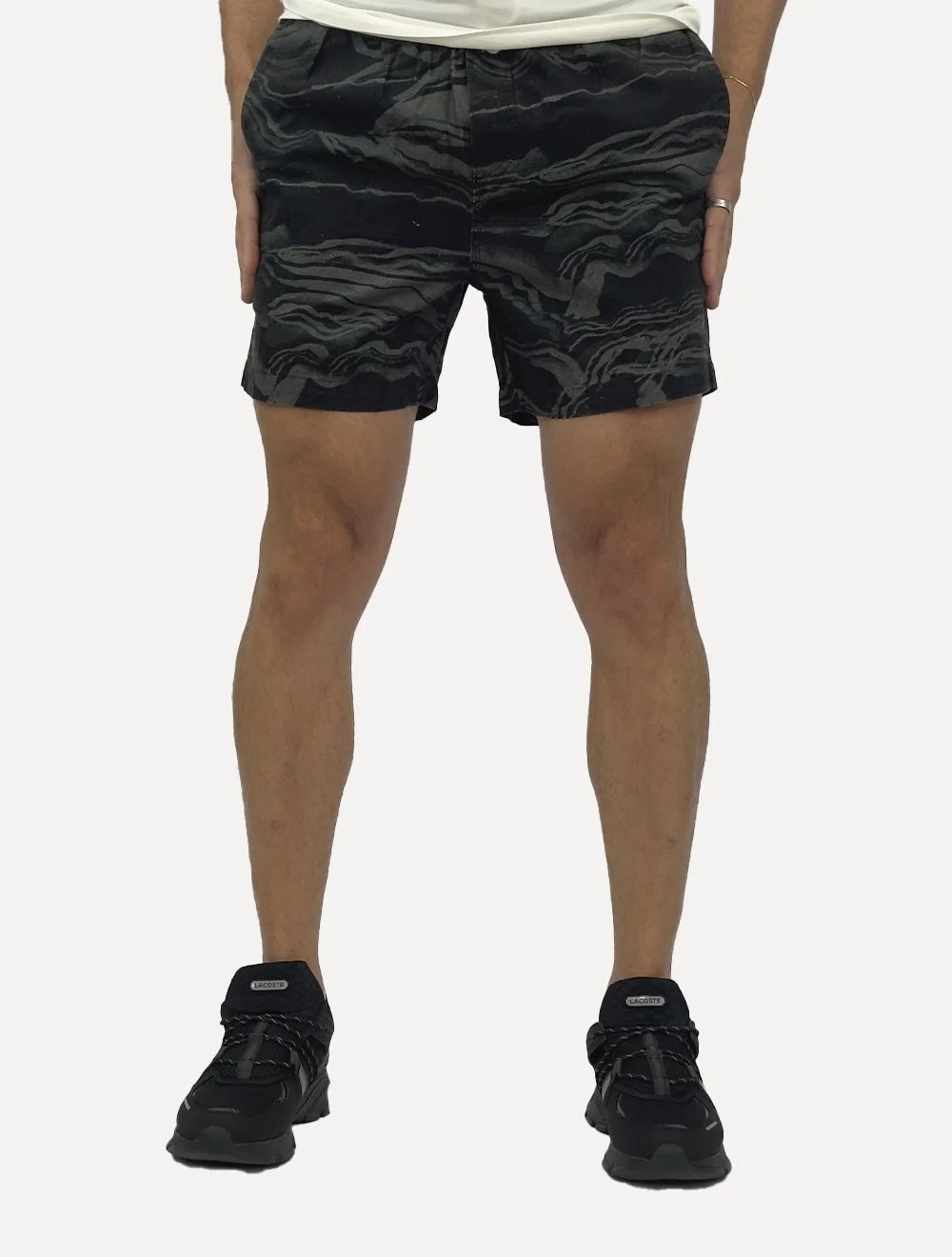Bermuda Reserva Masculina Casual Estampada Relevo Preta