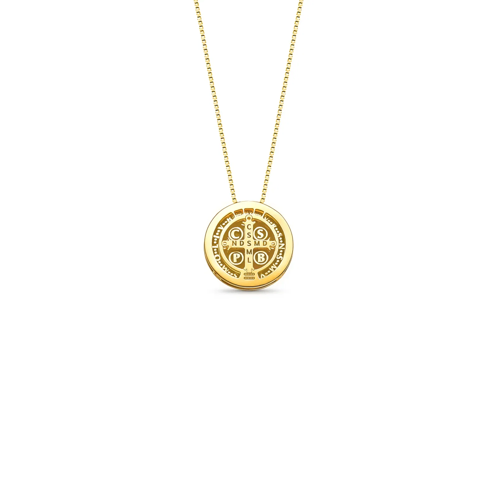 Pingente Medalha São Bento e Oração de São Bento em Ouro Amarelo 18k