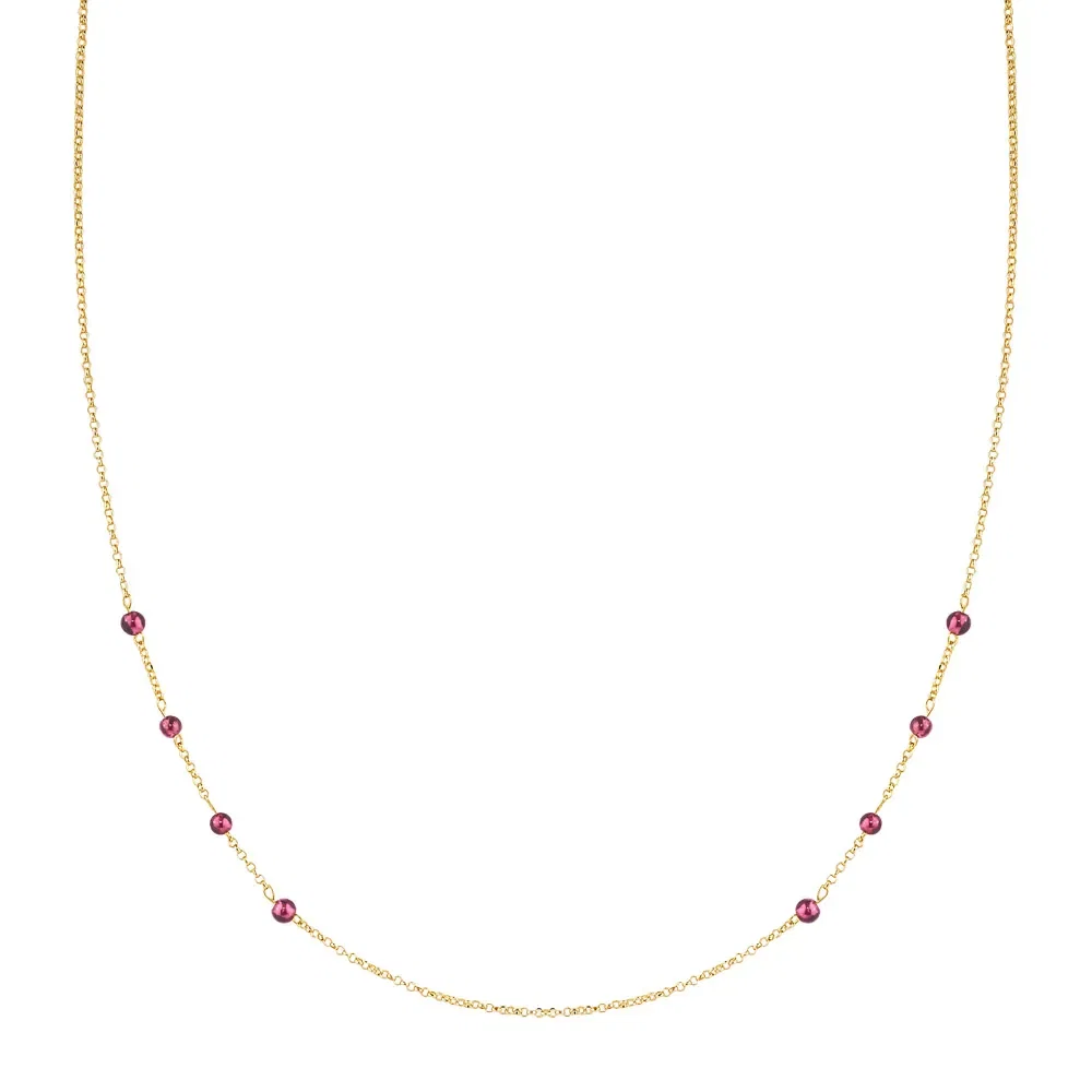 Colar Gold Stone em Ouro Amarelo 18k com Rodolitas, 45cm — imagem 1