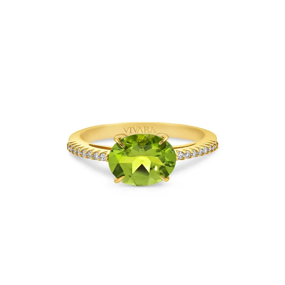 Anel Essenza em Ouro Amarelo 18k com Peridoto e Diamantes