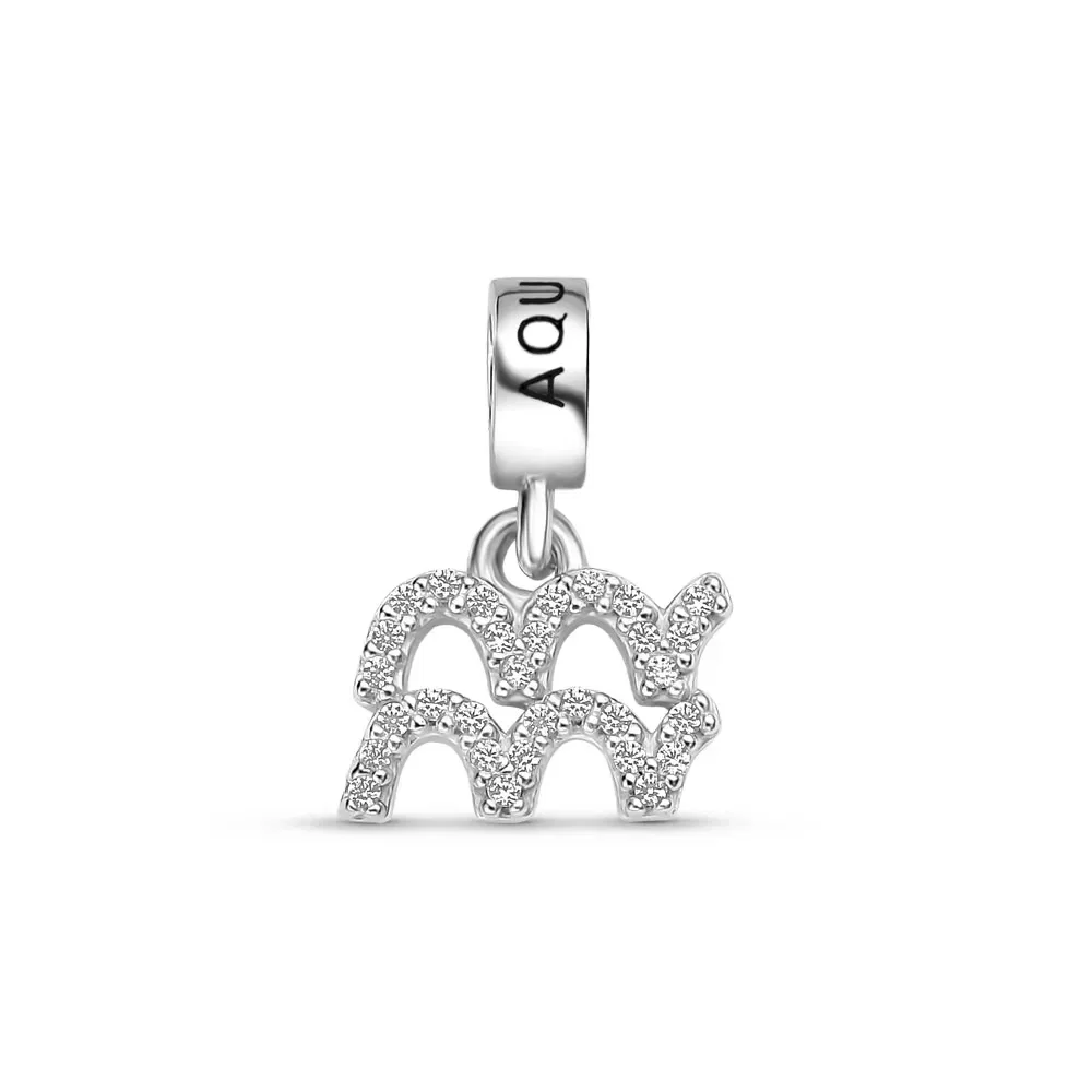 Pingente Life Signo Aquário em Prata 925 com Pedras Incolores — imagem 1