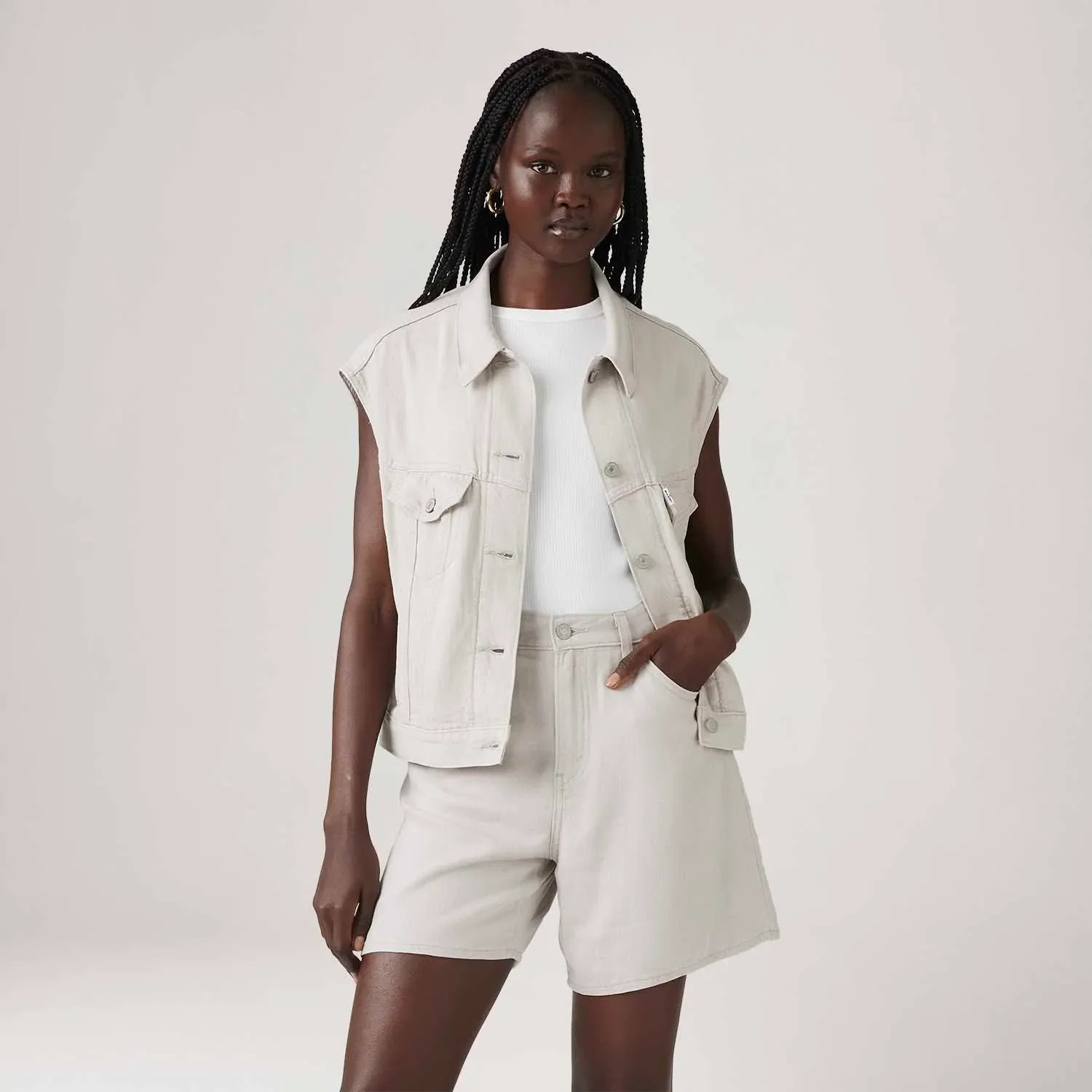 Colete Jeans Levi's® Shrunken 90's Off White — imagem 1