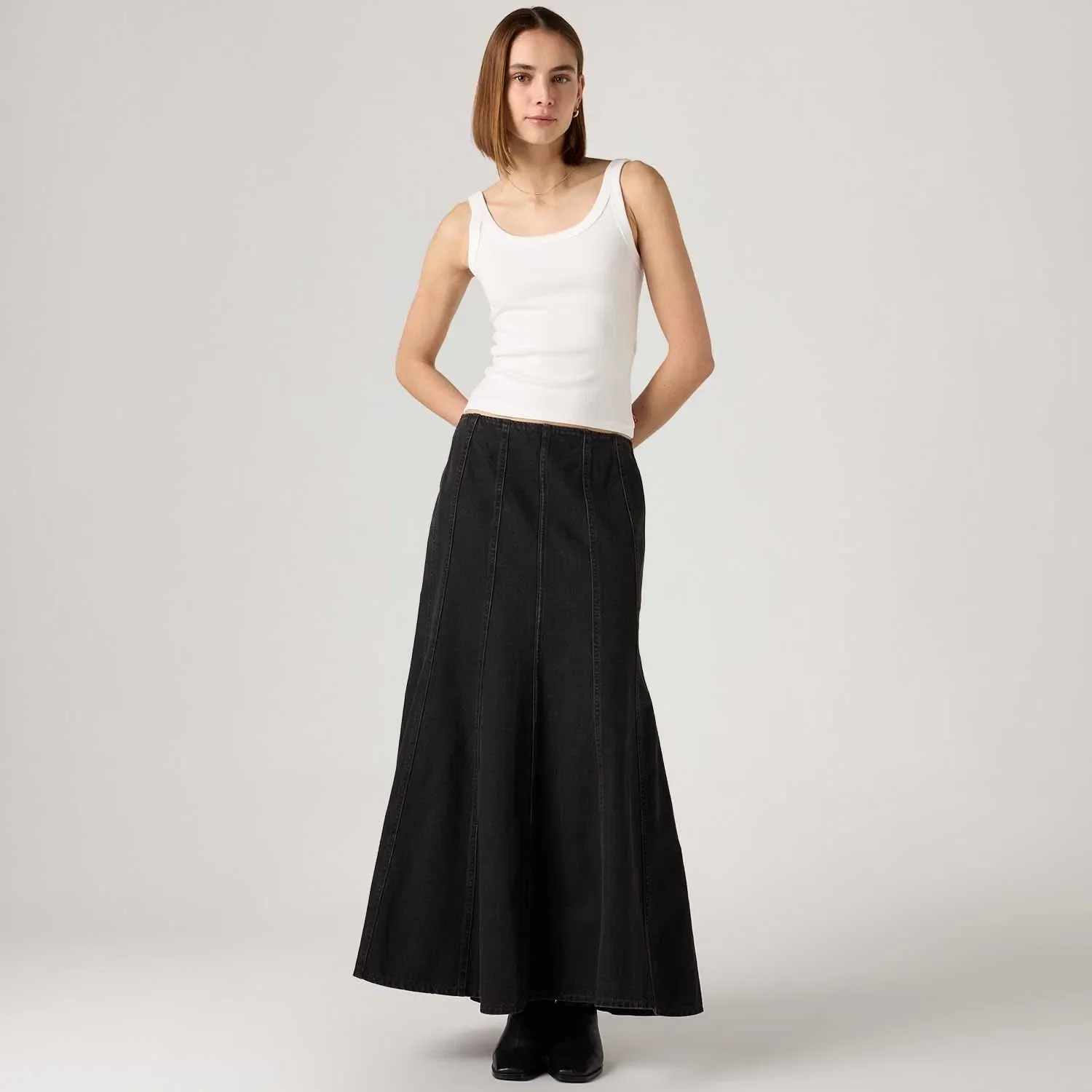 Saia Longa Jeans Levi's® Seamed Flare Preta
