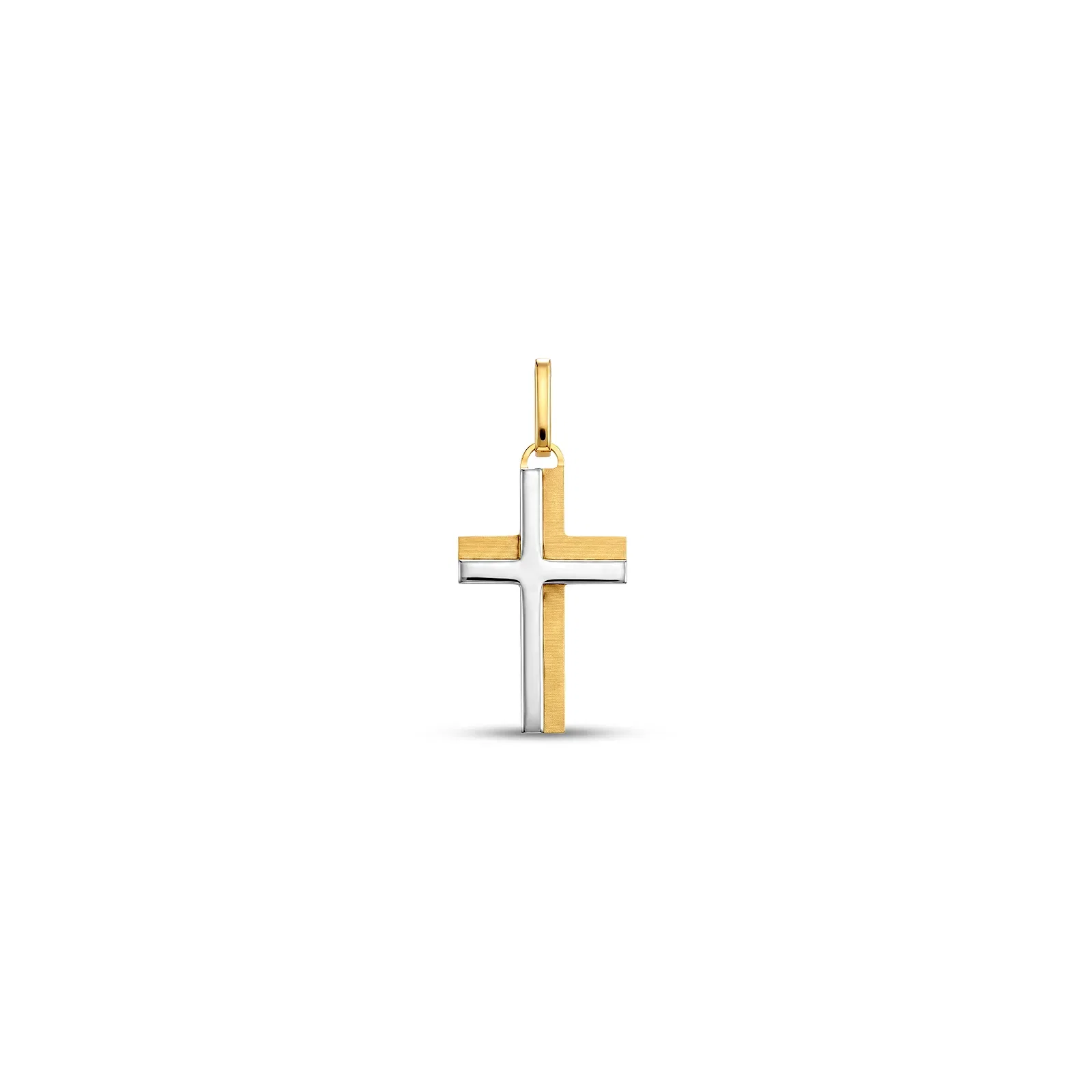 Pingente Cruz em Ouro Amarelo e Branco 18K, 18 mm
