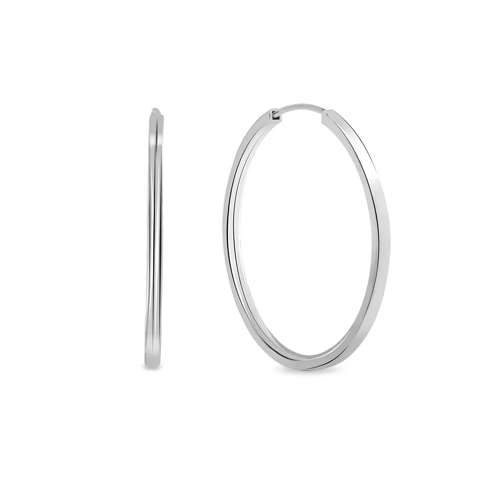 Argola Life Achatada em Prata 925, 30mm — imagem 1
