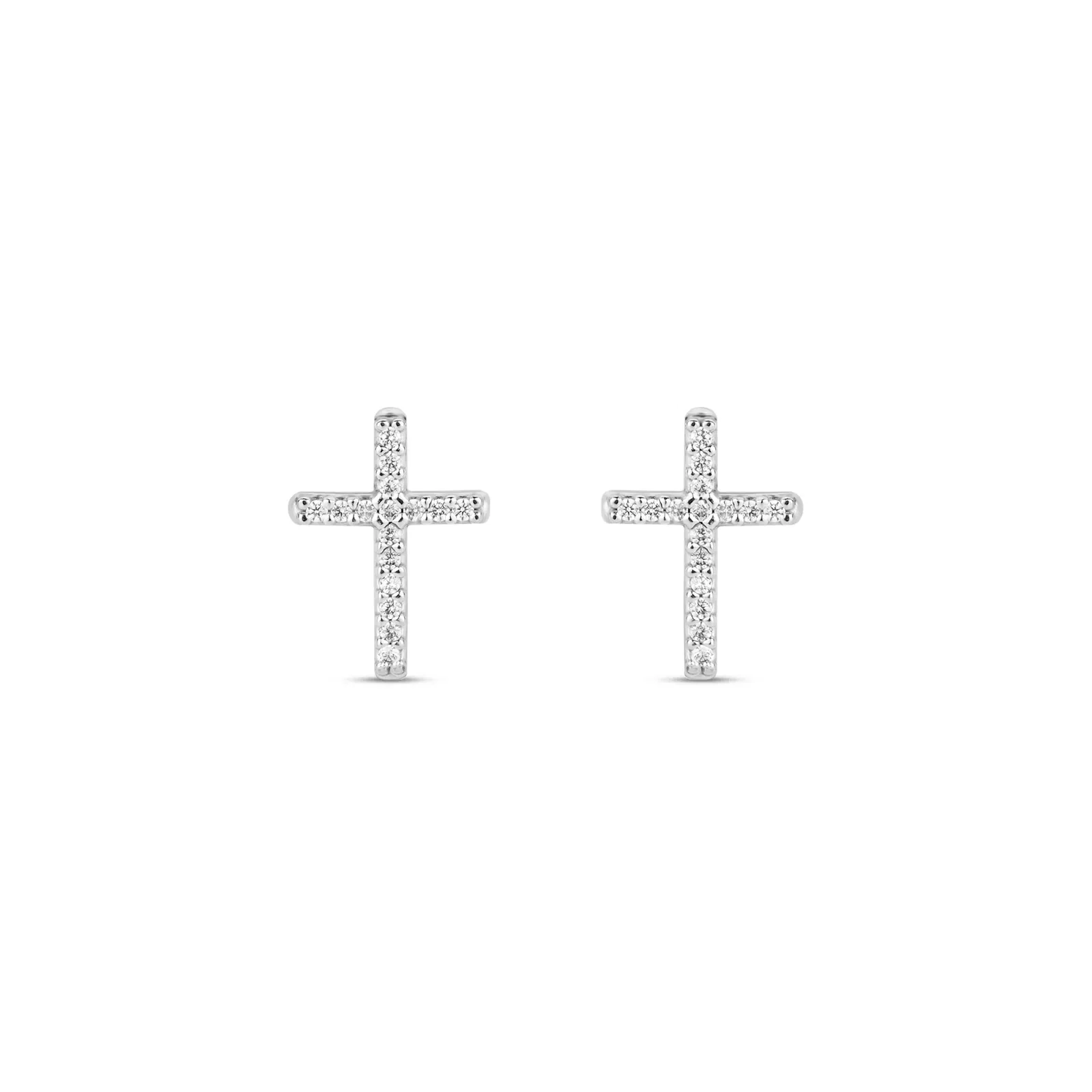 Brinco Life Cruz Religião em Prata 925 com Pedras Incolores — imagem 1