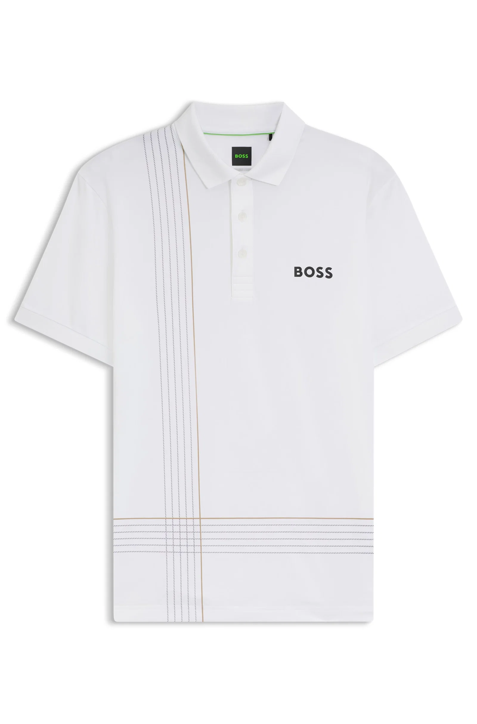 Polo De Secagem Rápida Ativo Com Logo Artístico De Xadrez — imagem 1