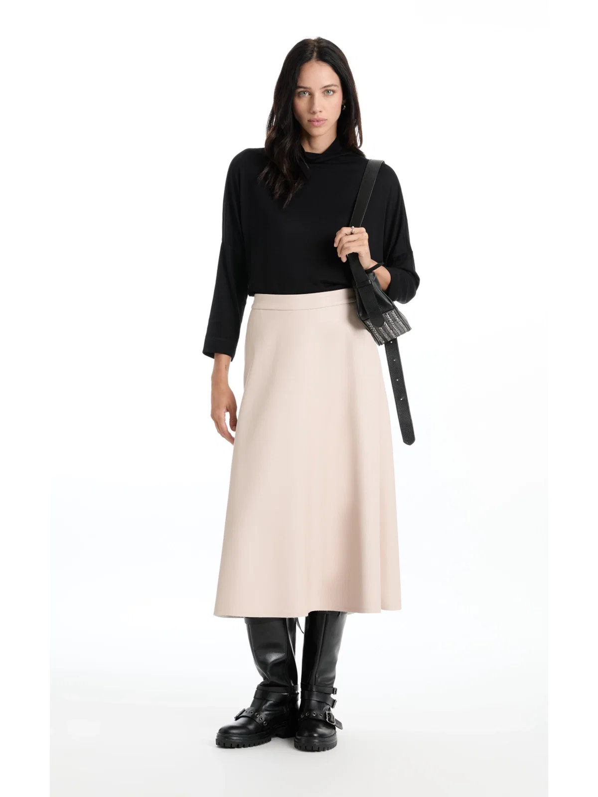Leather Like Midi Nude
