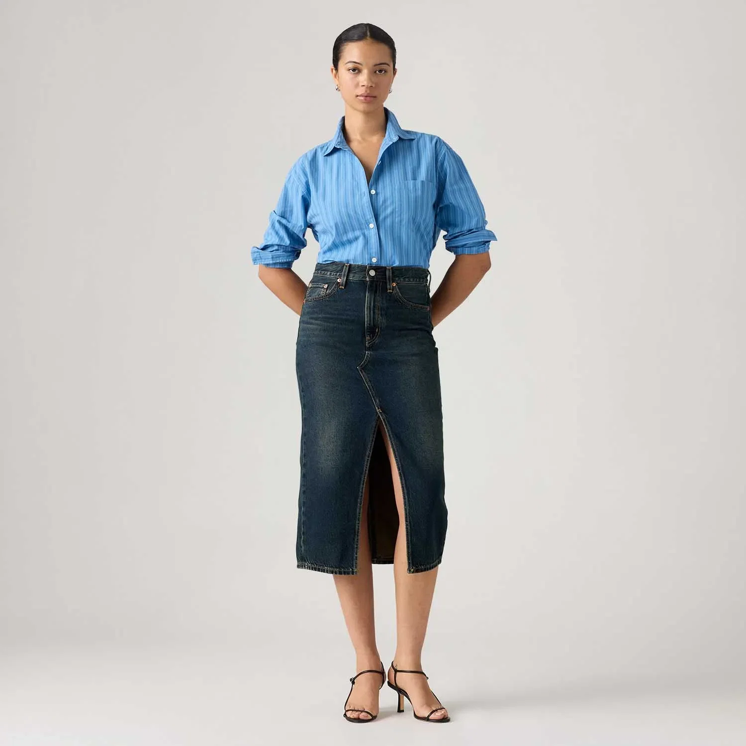 Saia Jeans Levi's® Decon Slit Mid Lavagem Escura