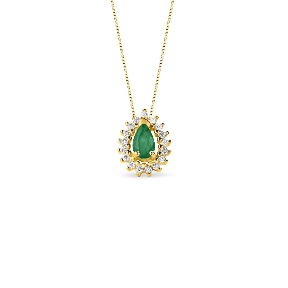 Pingente Classic Oriental em Ouro Amarelo 18k com Esmeralda e Diamantes, 10mm — imagem 1