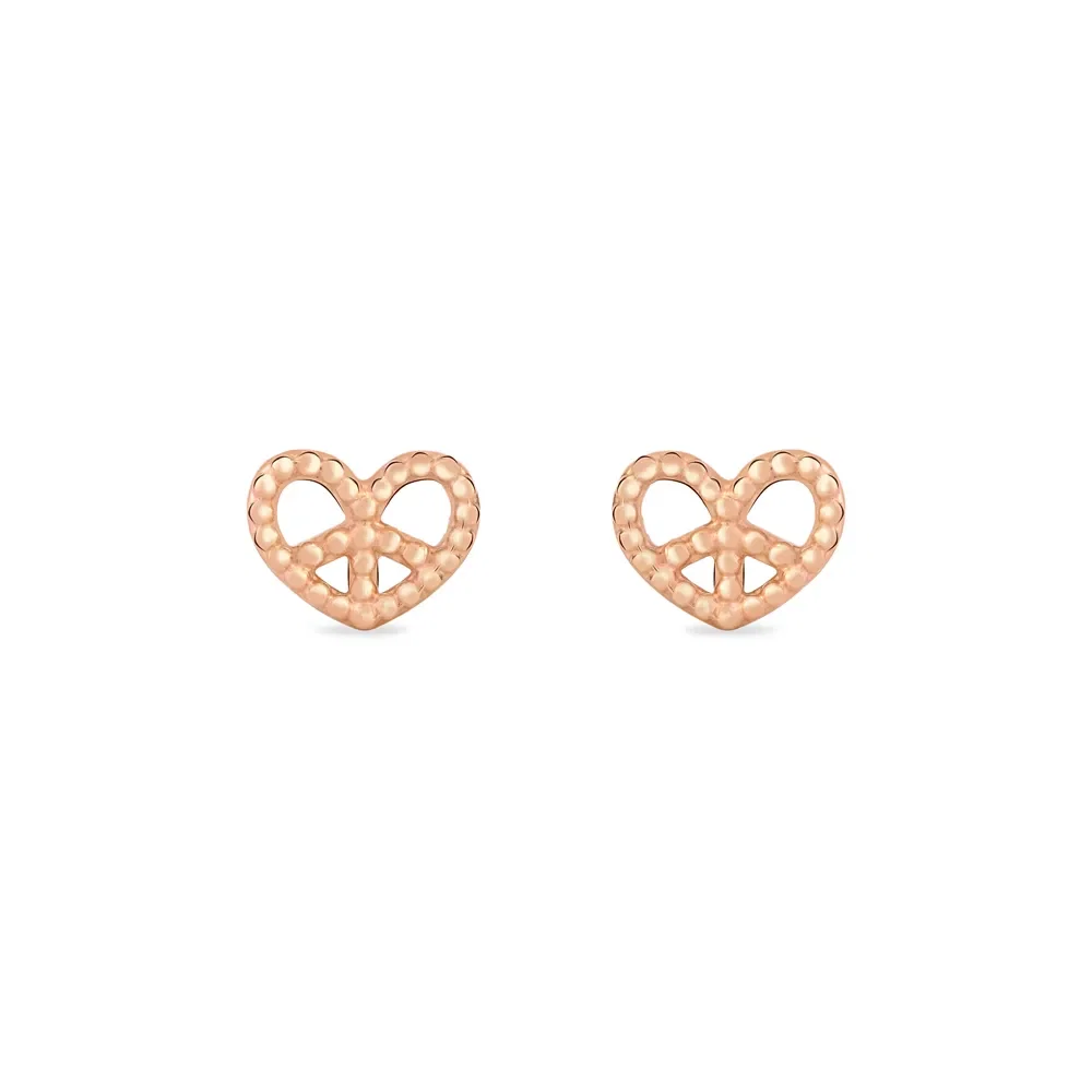 Brinco Life Coração Paz e Amor em Liga Rosé com Banho de Ouro Rosé