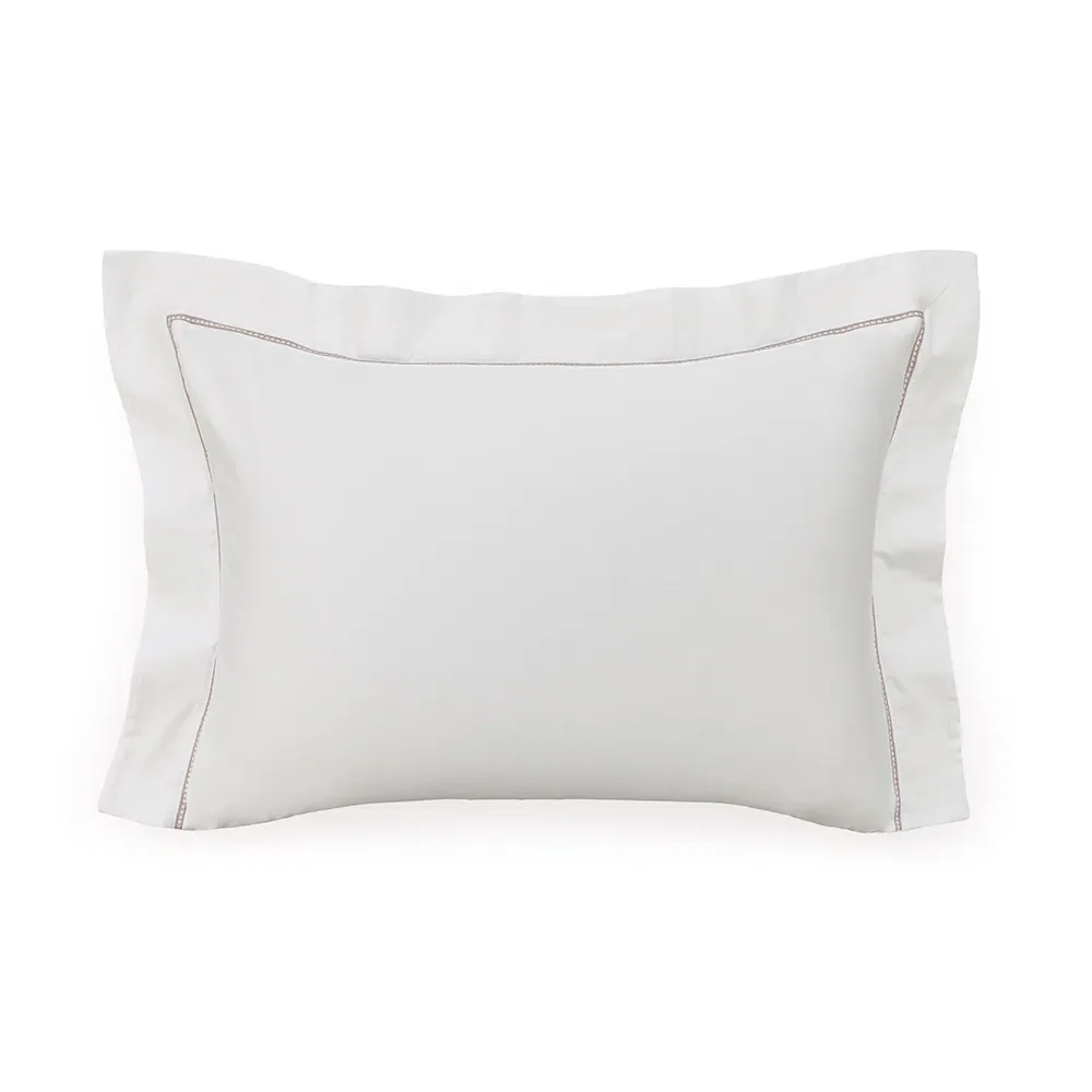 Fronha Trussardi 300 Fios Cetim 100% Algodão Egípcio Portello Branco / Legno