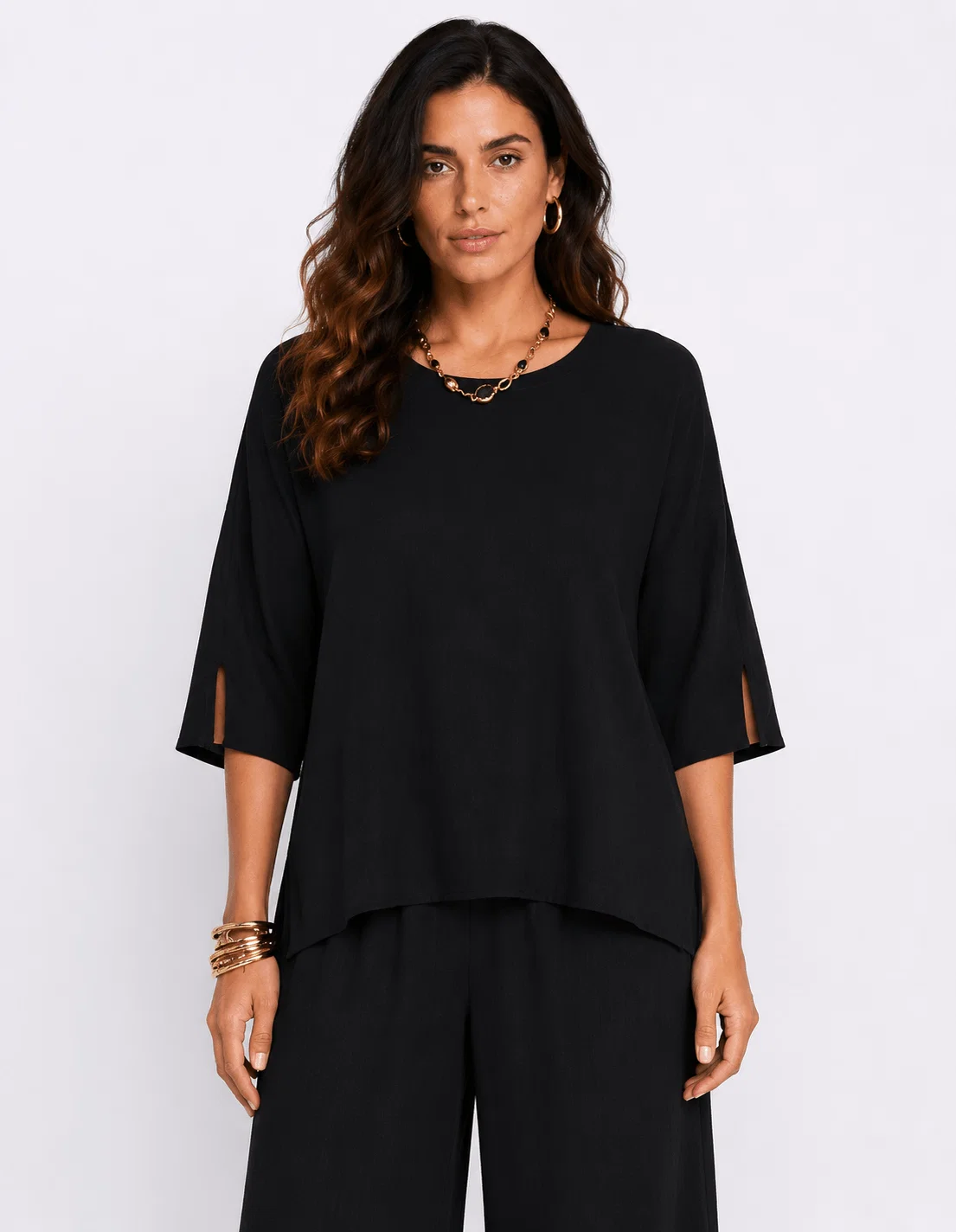 Blusa Ampla Decote Redondo - Preto