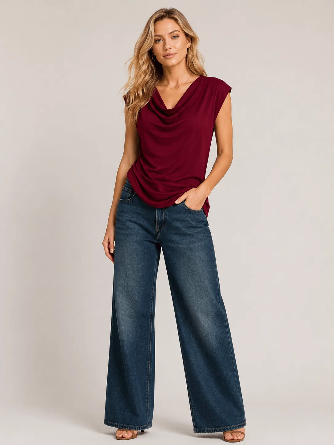 Blusa Manga Curta Franzido Lateral - Vinho