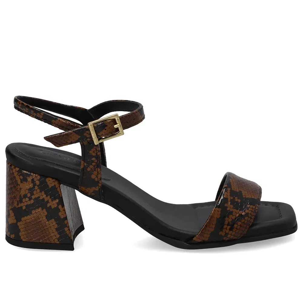 Sandália Salto Bloco Tira Animal Print — imagem 1