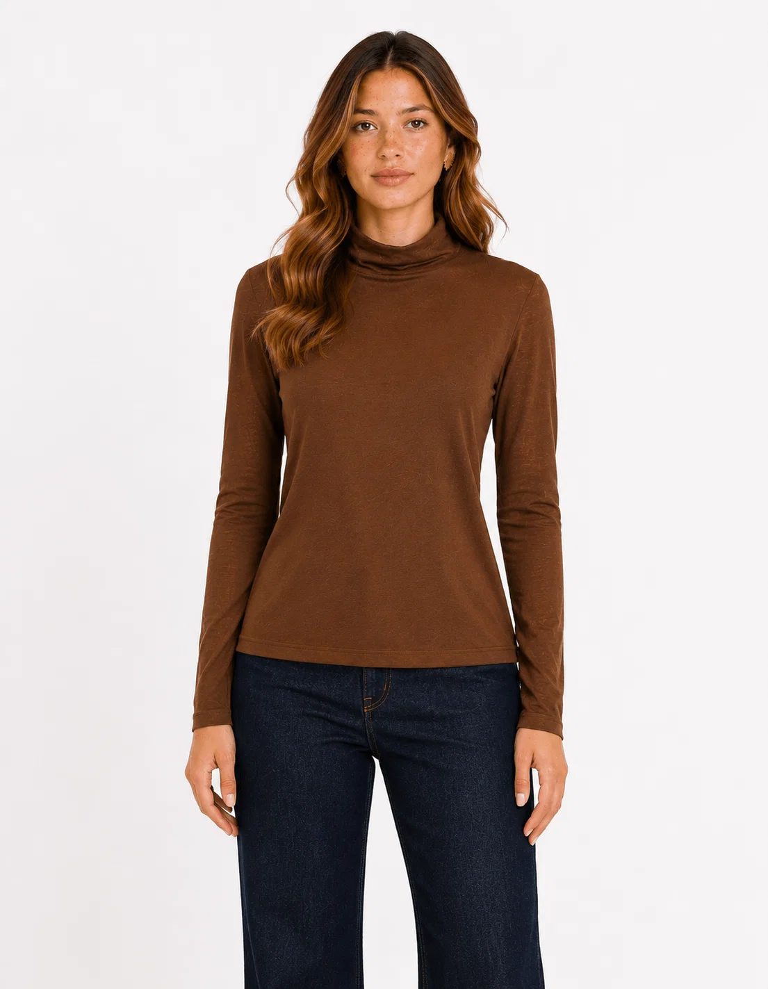 Blusa Manga Longa Gola Alta - Caqui