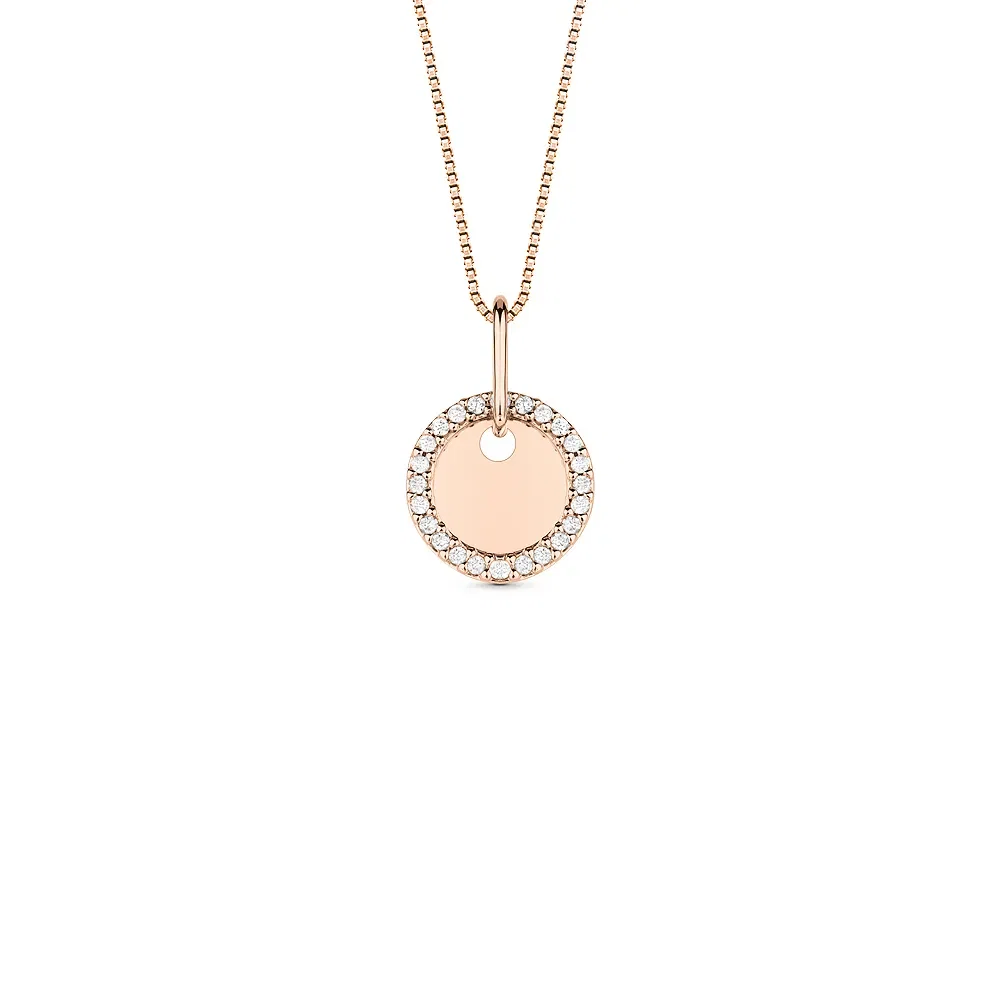 Pingente Personalizável em Ouro Rosé 18k com Diamantes, 14mm — imagem 1