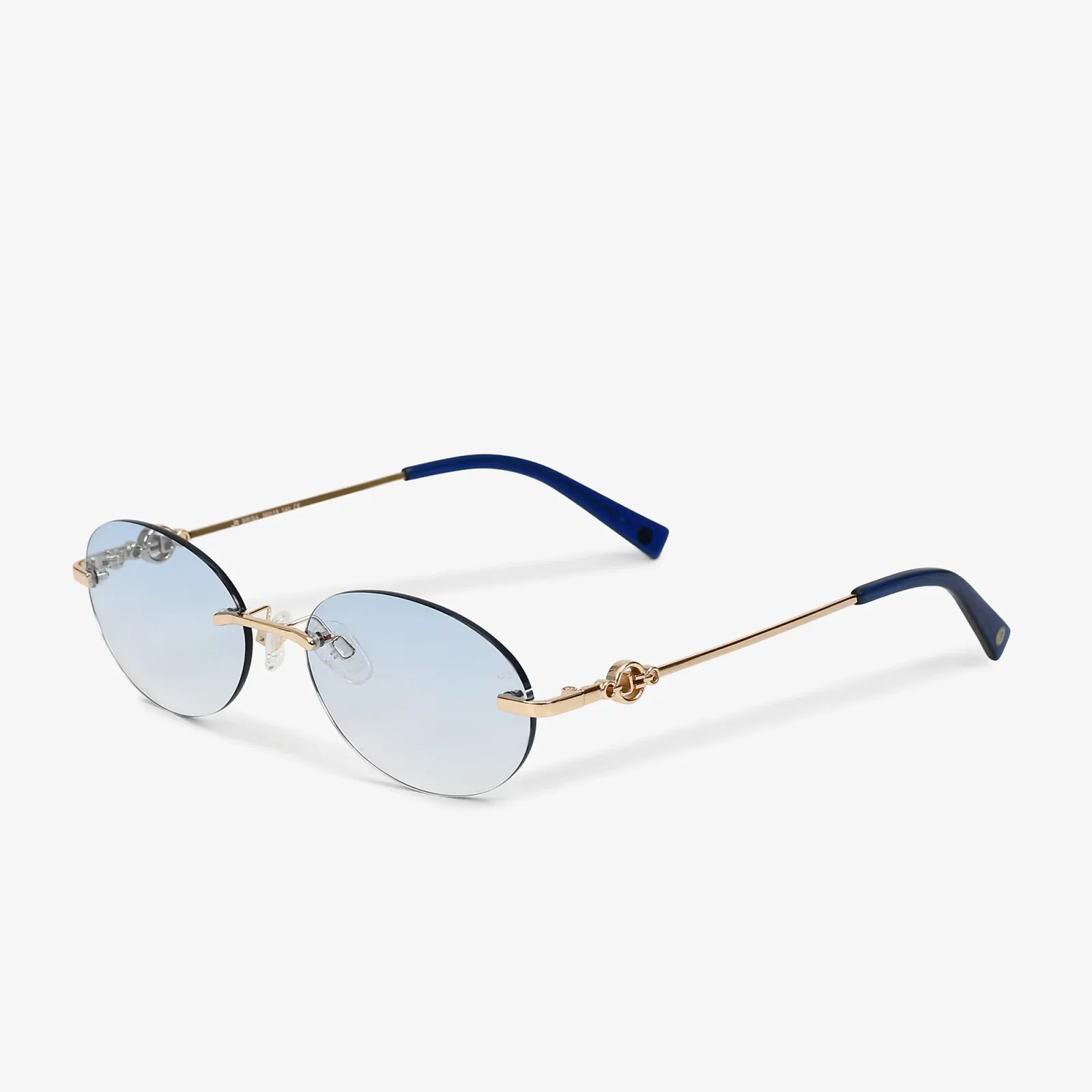 Óculos Brisa Solar Oval Azul Degradê Dourado
