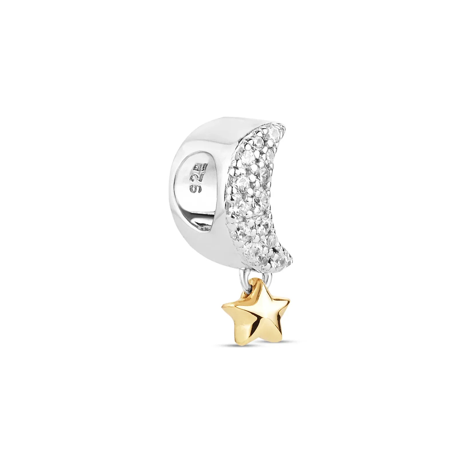 Separador Life Origens Lua e Star em Prata 925 com Banho de Ouro Amarelo 18k e Pedras Incolores