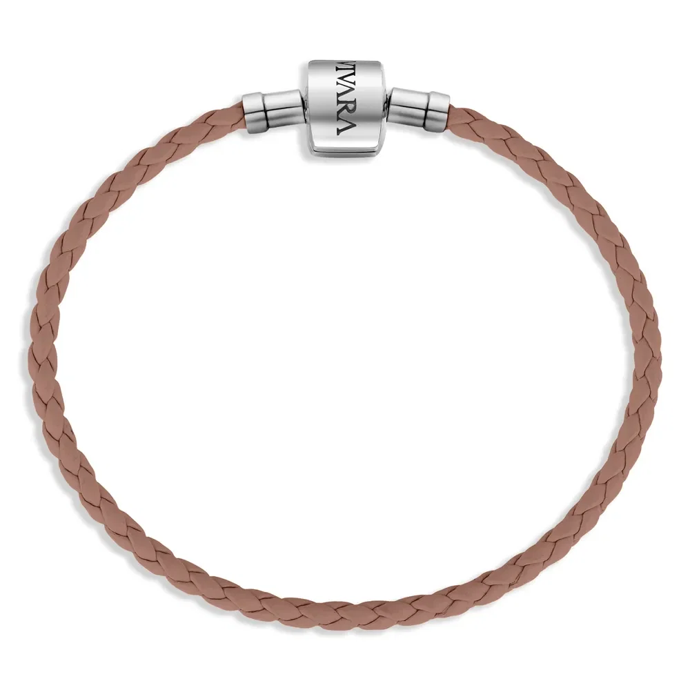 Pulseira Life em Couro Marrom com Prata 925