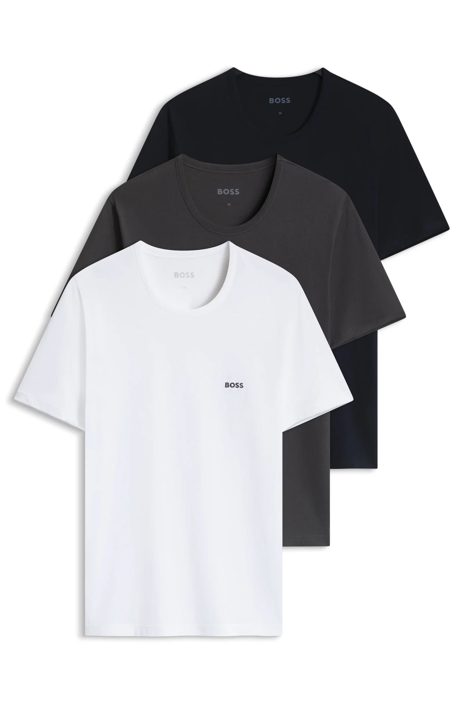 Pack De 3 Camisetas Em Algodão Com Logo