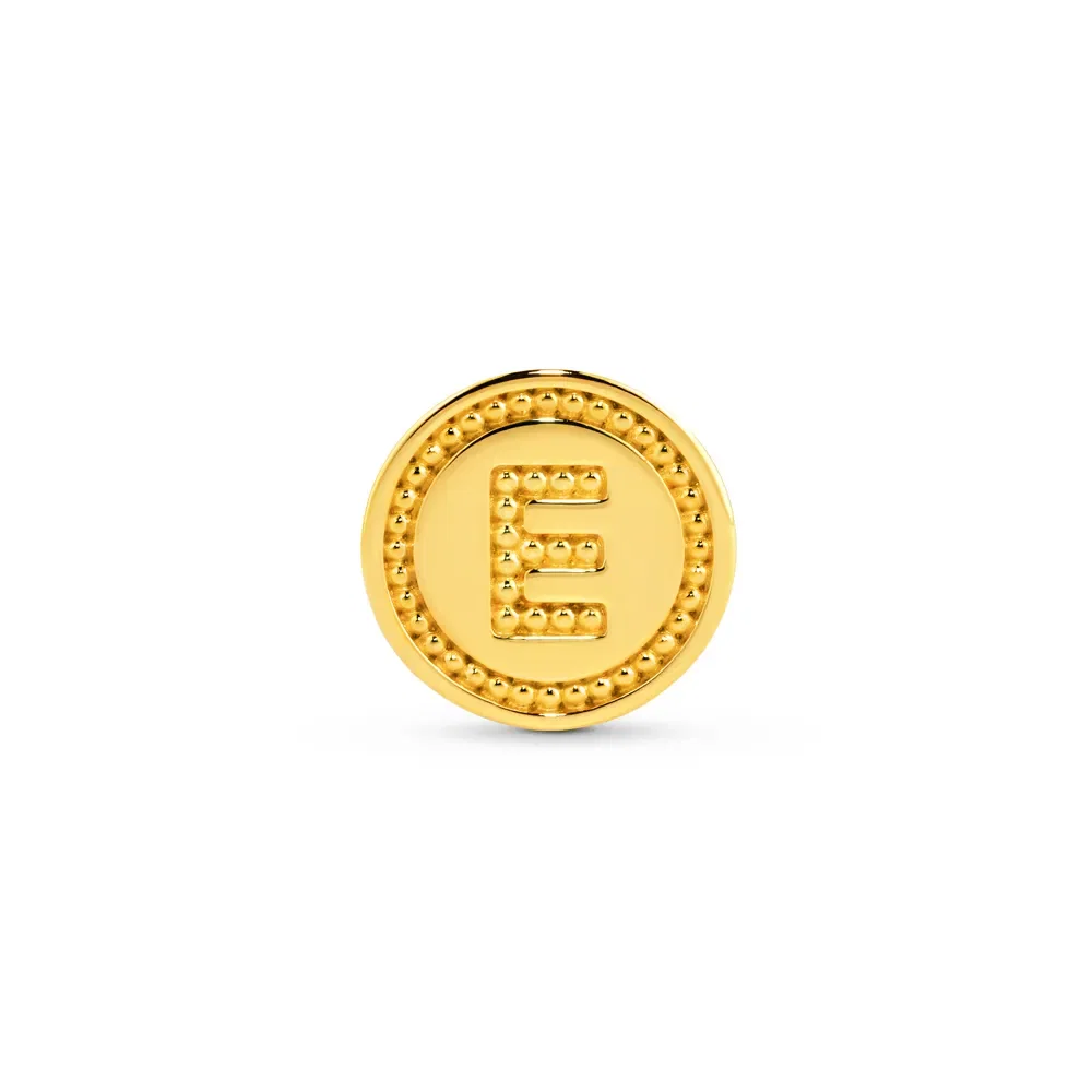 Pingente Life Letra E em Prata 925 com Banho de Ouro Amarelo 18k