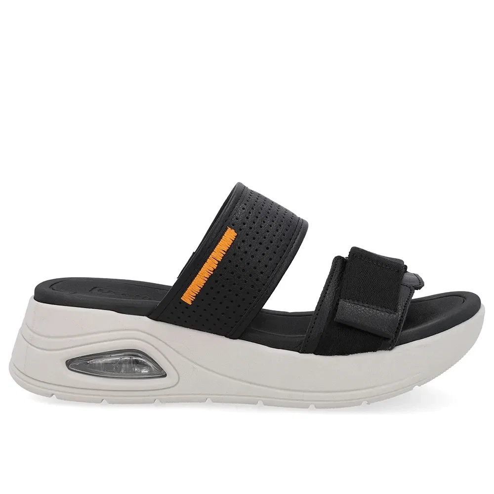 Tamanco Salto Plataforma Couro Preto Fecho-Flex — imagem 1