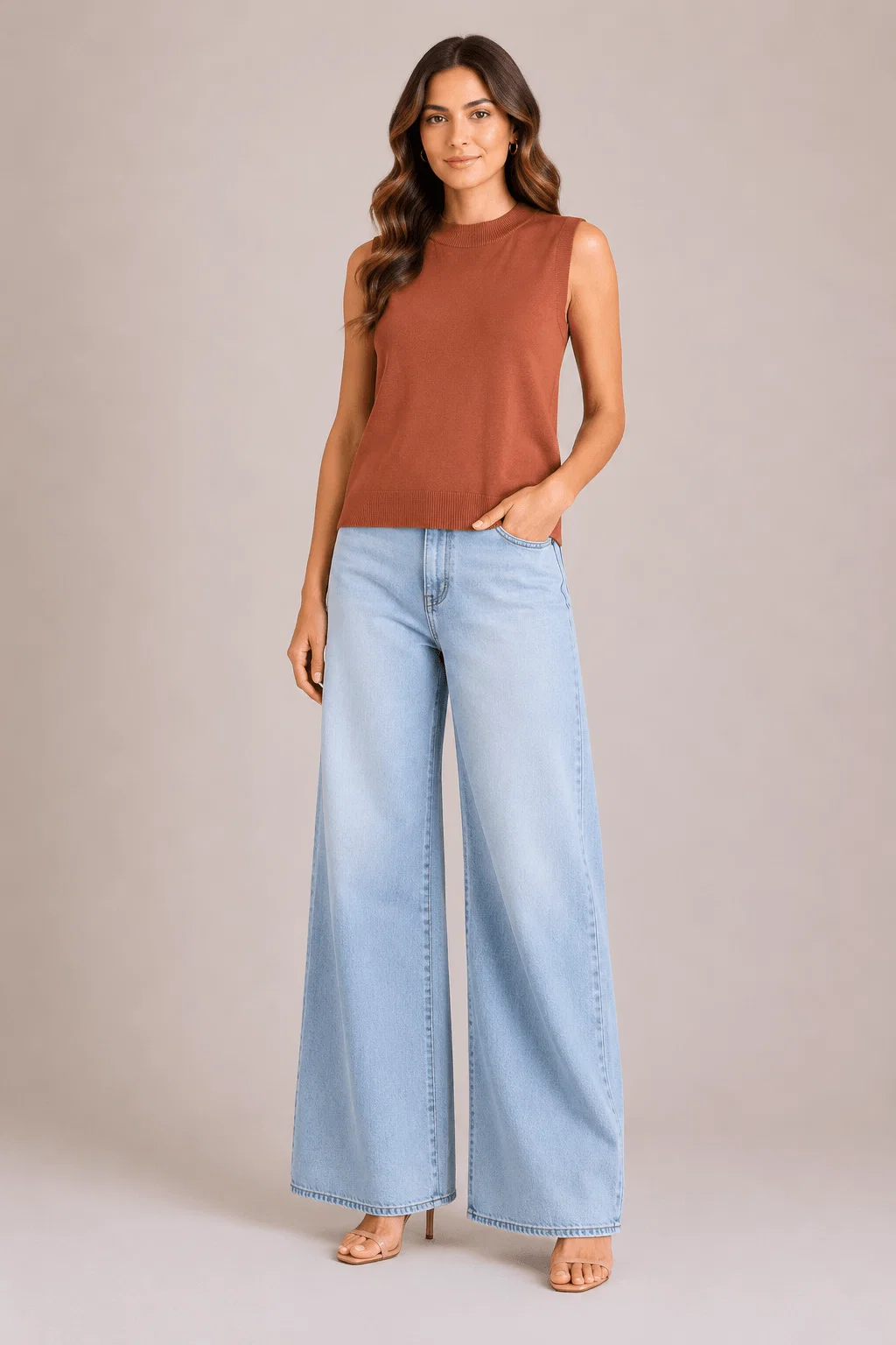 Regata Tricot Decote Careca - Telha — imagem 1